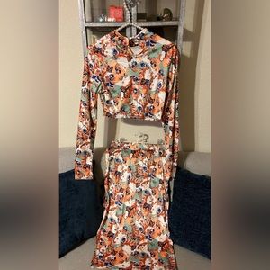 2pc Skirt set; Color: Multi-color; Size: Large